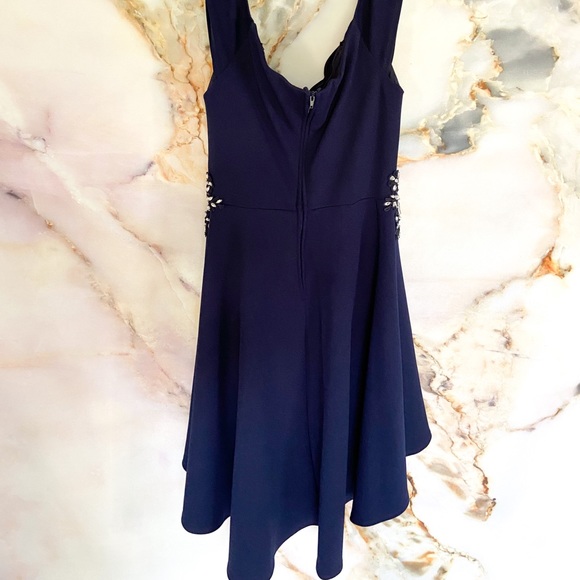 Deep Blue Asymmetric Dress - Picture 2 of 4
